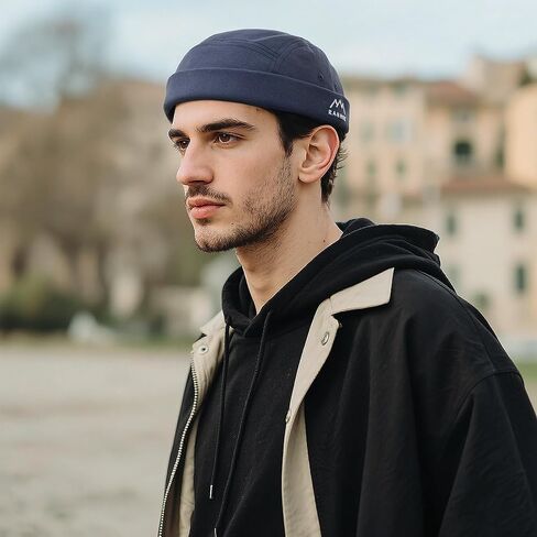 5 Panels Brimless Skullcap Rolled Cuff Retro Beanie Hat Street Casual Docker Hats Fashion Hip Hop Hats for Men Women in Kuwait