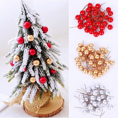 50Pcs Artificial Holly Berries Mini Simulation Cherry Stamen Fake Berry Beads Wedding Party Xmas New Year Home Decors,Red in Saudi Arabia