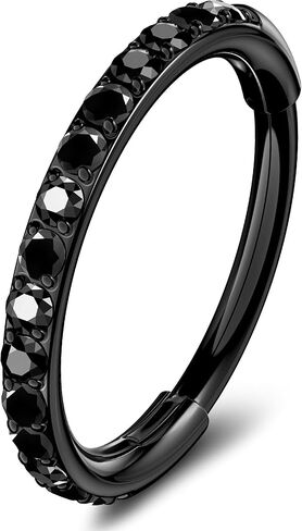 OUFER 20g Halloween Nose Rings Hoops, Black Hoop Nose Rings for Women, 316L Surgical Steel Hinged Segment Clicker, Daith Earrings Rook Tragus Helix Lip Piercing Jewelry 6/7/8mm in Saudi Arabia