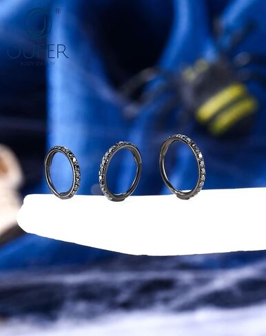 OUFER 20g Halloween Nose Rings Hoops, Black Hoop Nose Rings for Women, 316L Surgical Steel Hinged Segment Clicker, Daith Earrings Rook Tragus Helix Lip Piercing Jewelry 6/7/8mm in Saudi Arabia