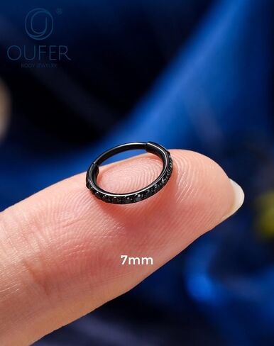OUFER 20g Halloween Nose Rings Hoops, Black Hoop Nose Rings for Women, 316L Surgical Steel Hinged Segment Clicker, Daith Earrings Rook Tragus Helix Lip Piercing Jewelry 6/7/8mm in Saudi Arabia