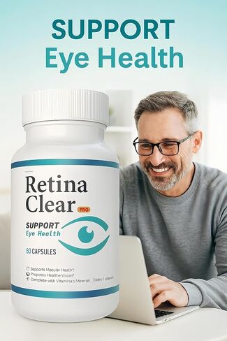 Retina Clear Pro Eye Health Support Supplement, 60 Capsules, with Vitamins and Minerals, Lutein and Bilberry Extract Supports Visual Clarity, Focus & Eye Fatigue Relief（1PC） in Saudi Arabia