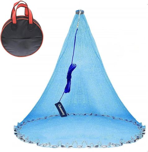 Nylon Monofilament Cast Net, American Style Hand Throwing Fishing Net with Iron Chain Weights for Saltwater and Freshwater, 3/8 Inches Mesh6FT… in Kuwait