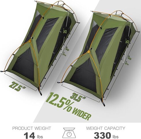 Night Cat Camping Cot Tent for 1 Person Off Ground Elevated Tent Cot Foldable Camping Sleeping Bed with Rainfly Waterproof Green in Saudi Arabia