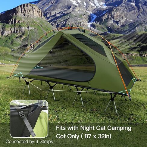 Night Cat Camping Cot Tent for 1 Person Off Ground Elevated Tent Cot Foldable Camping Sleeping Bed with Rainfly Waterproof Green in Saudi Arabia