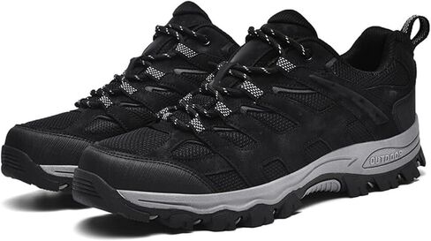 Men's Fashion Waterproof Hiking Shoes Leather Comfortable Lace Up Lightweight Anti Slip Low Tops Outdoor Walking Work Shoes Trail Running for Men in Saudi Arabia