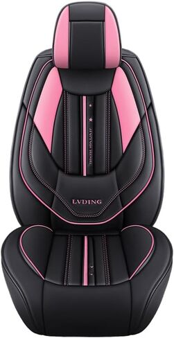 أغطية مقاعد السيارة الفاخرة من جلد البولي يوريثان FTS 5 مقاعد مجموعة كاملة تناسب الجميع (أسود-أحمر) in Kuwait