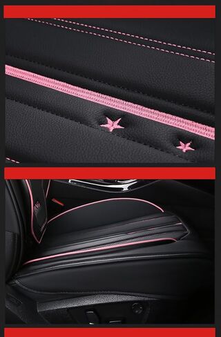 أغطية مقاعد السيارة الفاخرة من جلد البولي يوريثان FTS 5 مقاعد مجموعة كاملة تناسب الجميع (أسود-أحمر) in Kuwait