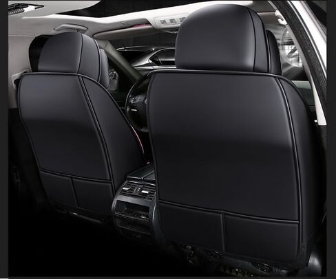 أغطية مقاعد السيارة الفاخرة من جلد البولي يوريثان FTS 5 مقاعد مجموعة كاملة تناسب الجميع (أسود-أحمر) in Kuwait