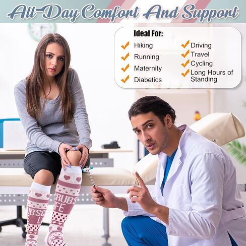 12 Pairs Compression Sock for Nurse Women Men Wide Calf Circulation Compress Stocking Bulk for Surgical Tech Week in Saudi Arabia