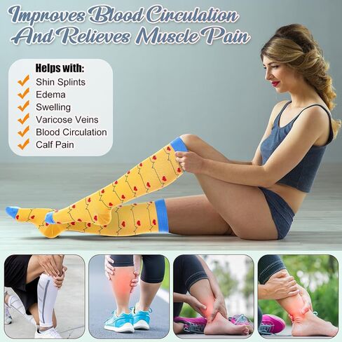 12 Pairs Compression Sock for Nurse Women Men Wide Calf Circulation Compress Stocking Bulk for Surgical Tech Week in Saudi Arabia