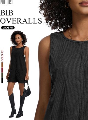 Corduroy Overalls Dress for Women A Line Casual Stretch Jumper Shift Dress with Pockets in Saudi Arabia