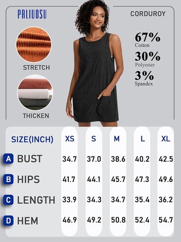 Corduroy Overalls Dress for Women A Line Casual Stretch Jumper Shift Dress with Pockets in Saudi Arabia