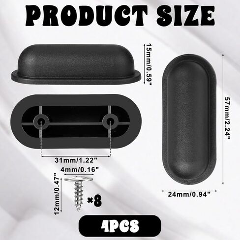 وسادات استبدال الأمتعة 4pcs مع مسامير ، 2.24 × 0.94 بوصة أمتعة بلاستيكية جانب الجانب السفلي للحقيبة الصلبة (أسود) in Kuwait