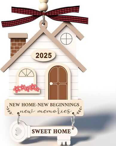 2025 New Home Ornament - Wooden Housewarming Gift لأصحاب المنازل والأزواج والأصدقاء - منزل جديد جديد بداية عيد الميلاد زخرفة البيت in Kuwait