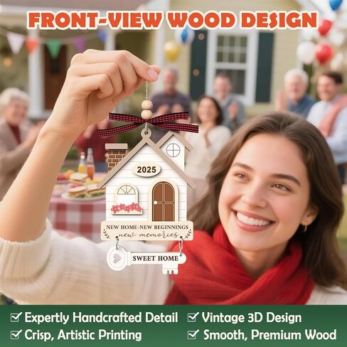2025 New Home Ornament - Wooden Housewarming Gift لأصحاب المنازل والأزواج والأصدقاء - منزل جديد جديد بداية عيد الميلاد زخرفة البيت in Kuwait