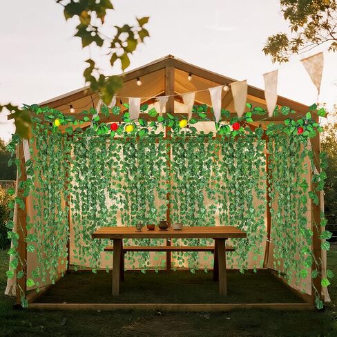 Janinka 14 Pcs Sukkot Decorations Sukkah Hanging String Banner Decor Sukkot Fruit Garland Indoor Outdoor 6.89 ft Artificial Greenery and 7.55 ft Fruit Vines for Holiday Party in Saudi Arabia