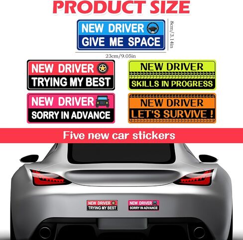 5Pcs Student Driver Sticker Magnet for Car, Novice Car Stickers, Keep Your Distance Lovely Removable Safety Sign for Novice Drivers & Students Supplies in Saudi Arabia