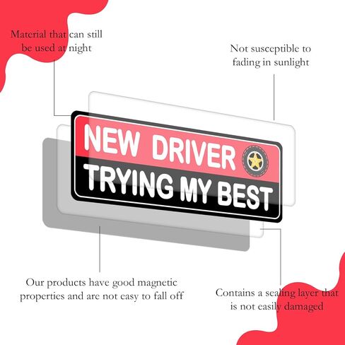 5Pcs Student Driver Sticker Magnet for Car, Novice Car Stickers, Keep Your Distance Lovely Removable Safety Sign for Novice Drivers & Students Supplies in Saudi Arabia