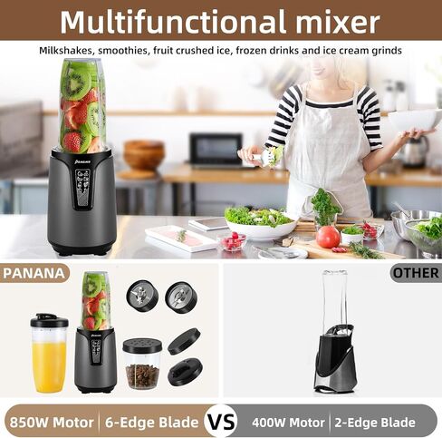 Panana Personal Drink Mixer Blender, Portable Blender for-Smoothies 18 Oz, Shakes, Food Prep, and Frozen Blending, Includes Blending Blade, Drink Lids and Extra 2 Cups in Saudi Arabia