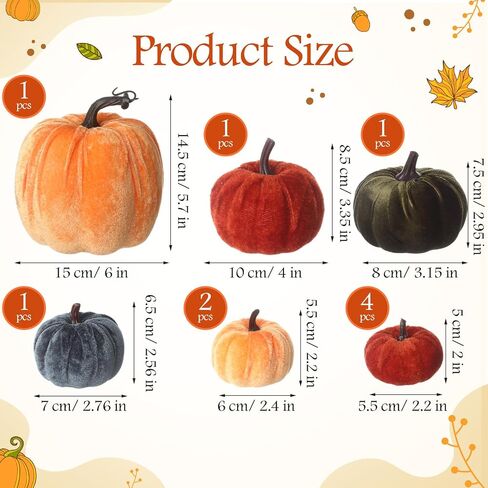 Preboun 10 Pcs Assorted Size Fall Artificial Velvet Pumpkins Decoration Rustic Harvest Fake Pumpkins Decorative Halloween Thanksgiving Decor for Home Farmhouse Kitchen Table Centerpiece(Black) in Saudi Arabia