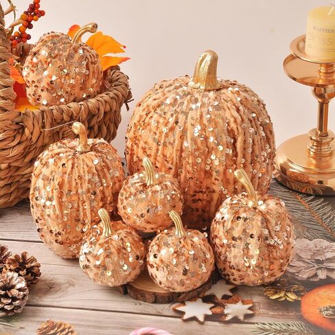 ديكور الخريف فيلفيت القرع ، 7pcs القرع الاصطناعي اللامع لعيد الشكر عيد الشكر في عيد عيد الشكر للداخلية ديكور العطلات الموسمية (الوردي) in Kuwait