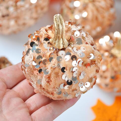 ديكور الخريف فيلفيت القرع ، 7pcs القرع الاصطناعي اللامع لعيد الشكر عيد الشكر في عيد عيد الشكر للداخلية ديكور العطلات الموسمية (الوردي) in Kuwait