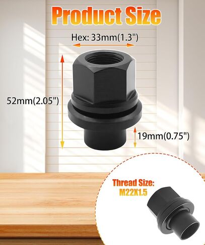 10pcs M22x1.5 Hex Whex Lug Lug Nuts تناسب الشاحنة الثقيلة شبه الشاحنة تناسب العجلات المزدوجة مع المقعد المربح وحجم فتحة الترباس 26 مم in Saudi Arabia