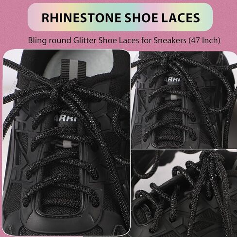 47'' Rhinestone Shoe laces - Bling round Glitter Shoe Laces in Saudi Arabia