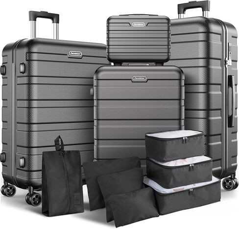 مجموعة أمتعة 11 قطعة ، حقيبة ABS Hardshell متينة مع عجلات مزدوجة الدوار ، قفل مجموعة على طراز TSA ، حقيبة خفيفة الوزن على مقبض قابل للتعديل ، تصميم سهل السفر in Saudi Arabia