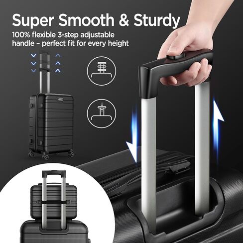 مجموعة أمتعة 11 قطعة ، حقيبة ABS Hardshell متينة مع عجلات مزدوجة الدوار ، قفل مجموعة على طراز TSA ، حقيبة خفيفة الوزن على مقبض قابل للتعديل ، تصميم سهل السفر in Saudi Arabia
