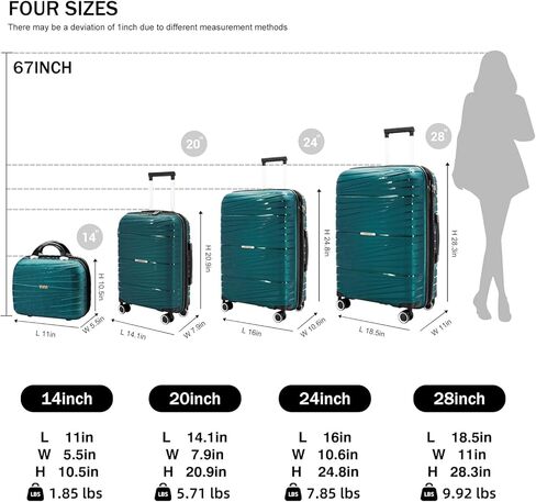 LARVENDER Luggage Sets 6 Piece Suitcases with Wheels, Expandable Suitcase Set ABS Hard Shell Luggage for Women with TSA Lock Double Spinner Wheels (Lavender, 6 Piece Set) in Kuwait
