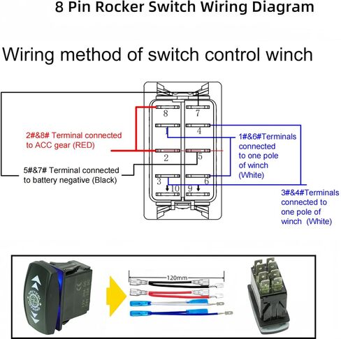 Off Road Light Rocker Switch 8 Pin 12V-24V (ON)-Off-(ON) 3 Position DPDT Momentary Switch, Marine Boat Heavy Duty Up Down Toggle Switch, Forward Reverse Arrow Rocker Switch for Automotive Car (Blue) in Saudi Arabia