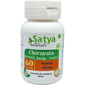 Chirayata Forte Capsule 500 mg. 60 Veg. Capsule | Chirayata (Swertia Chirata) Extract Capsules for Men and Women | Ayurvedic Herbal Supplement/Remedies | 10:1 Forte (2 Bottles of 60 Capsules) in Saudi Arabia
