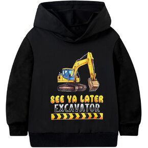 LoveKider Boys Kids Construction Truck Hoodies Tractor Sweatshirts Fun Motion Graphics Hooded Pullover 3-7 Years in Kuwait