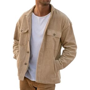 أكواخ Plepan Men's Corduroy مع 4 جيوب (صدر وميل جانبي) زر أسفل سترات العمل غير الرسمية قميص طويل الأكمام in Kuwait