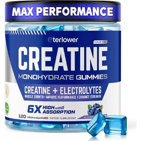 Creatine Monohydrate Gummies for Men & Women, 5g Flavored Creatine Gummy with Electrolytes for Muscle Strength, Muscle Builder, Energy Booster, Pre Workout Supplement, Sugar-Free & Vegan, 120 Count in Saudi Arabia