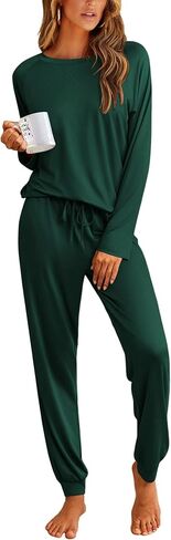 Ekouaer Pajamas Womens Long Sleeve Pj Set 2 Piece Loungewear Soft Comfy Sleepwear with Jogger Pants S-XXL in Saudi Arabia