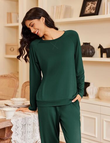 Ekouaer Pajamas Womens Long Sleeve Pj Set 2 Piece Loungewear Soft Comfy Sleepwear with Jogger Pants S-XXL in Saudi Arabia