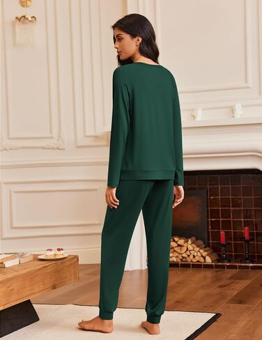 Ekouaer Pajamas Womens Long Sleeve Pj Set 2 Piece Loungewear Soft Comfy Sleepwear with Jogger Pants S-XXL in Saudi Arabia