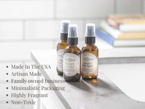 Fragrant Room Spray - White Tea + Thyme - Amber Glass Bottle with Fine Mist Sprayer - Hand Poured in The USA in Saudi Arabia