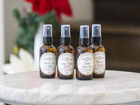 Fragrant Room Spray - White Tea + Thyme - Amber Glass Bottle with Fine Mist Sprayer - Hand Poured in The USA in Saudi Arabia