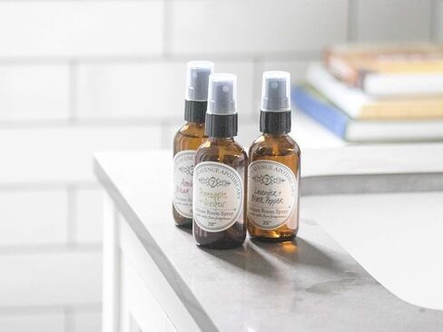 Fragrant Room Spray - White Tea + Thyme - Amber Glass Bottle with Fine Mist Sprayer - Hand Poured in The USA in Saudi Arabia