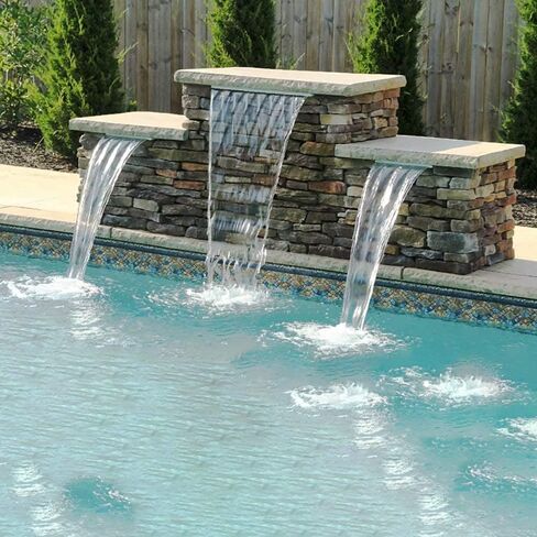Garden Outdoor Fountains,Stainless Steel Waterfall Fountain Pool Waterfall Silver Rectangular Swimming Pond Waterfall Decoration in Saudi Arabia