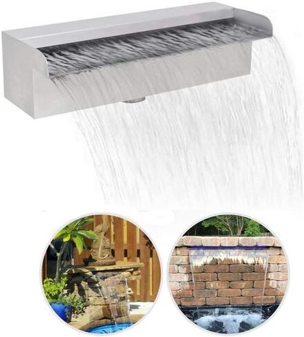 Garden Outdoor Fountains,Stainless Steel Waterfall Fountain Pool Waterfall Silver Rectangular Swimming Pond Waterfall Decoration in Saudi Arabia