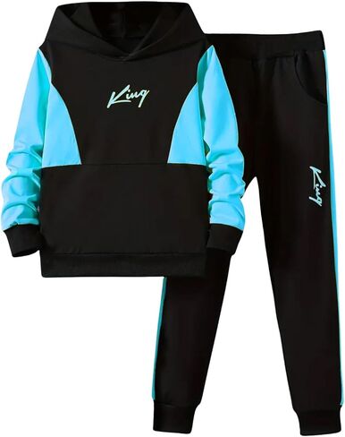 Boys 2Pcs Outfits Kids Long Sleeve Hoodies + Pants Sets Teens Causal Tracksuit Fall Winter Clothes 5-14Y in Saudi Arabia