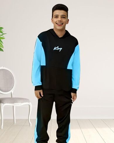 Boys 2Pcs Outfits Kids Long Sleeve Hoodies + Pants Sets Teens Causal Tracksuit Fall Winter Clothes 5-14Y in Saudi Arabia