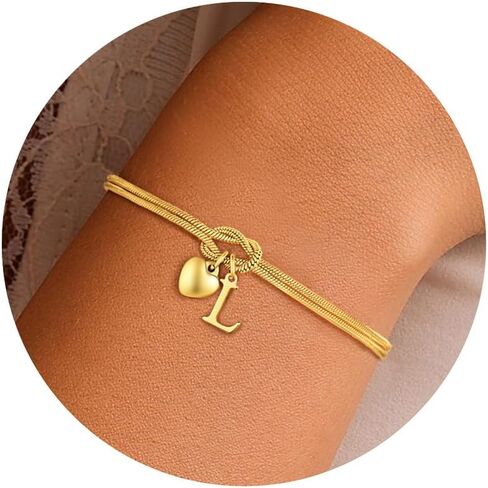 MOOHHAM BRACELETS ORNOT ORNOT للنساء - 18 ألف أساور عقدة أولية مطلية بالذهب للنساء رسالة عصرية A -Z سوار سوار سوار الذهب المجوهرات النسائية وصيفات عيد الميلاد in Kuwait