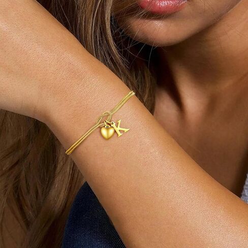 M MOOHAM Initial Knot Bracelets for Women - 18K Gold Plated Initial Knot Bracelets for Women Trendy Letter A-Z Love Charm Bracelet Dainty Gold Jewelry Womens Bridesmaid Birthday Gifts in Saudi Arabia