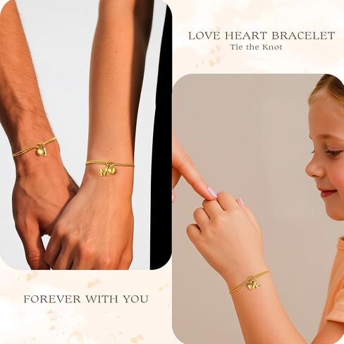 M MOOHAM Initial Knot Bracelets for Women - 18K Gold Plated Initial Knot Bracelets for Women Trendy Letter A-Z Love Charm Bracelet Dainty Gold Jewelry Womens Bridesmaid Birthday Gifts in Saudi Arabia